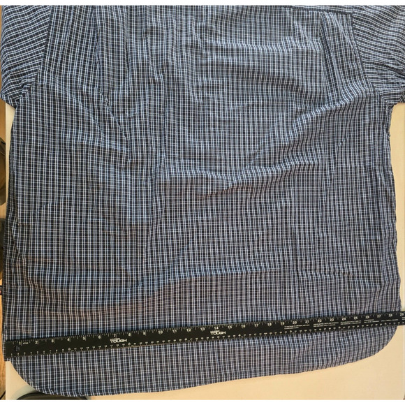 Wrangler Button Down Shirt Men's 2XL Blue Plaid Cool River Cotton Short Sleeve - Picture 10 of 14
